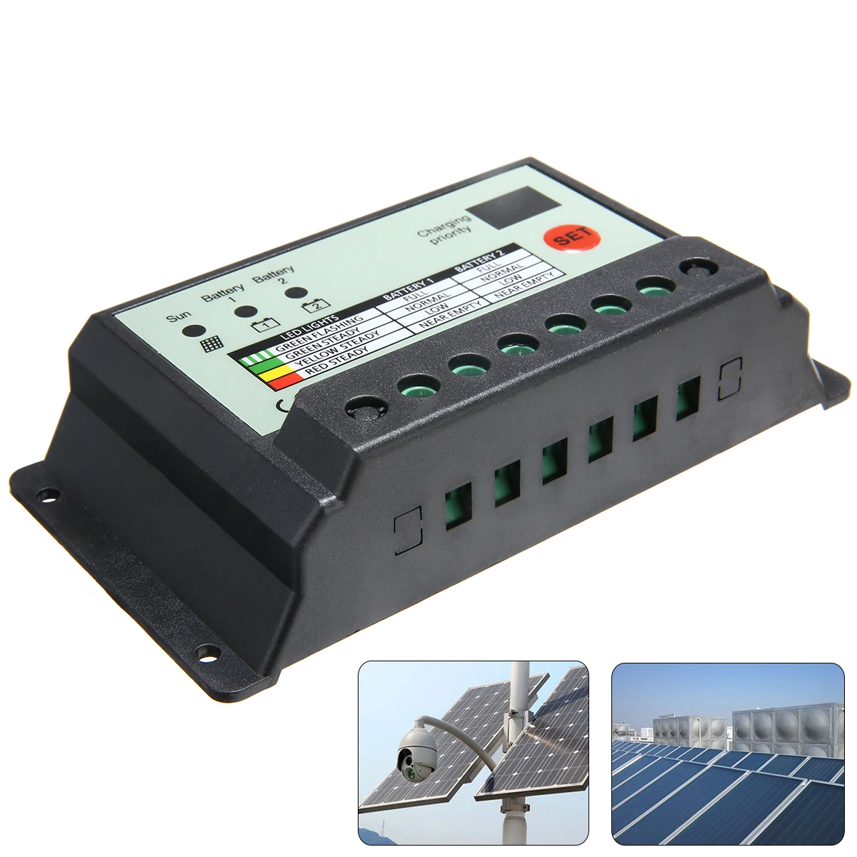 20A Двойной аккумулятор солнечный регулятор заряда для 12V или 24V батарей солнечных контроллеров