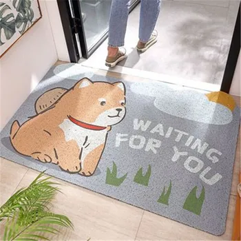 

Bath Mats Cartoon Doormat Non-slip Wear-resistant Sand Scraping Dust Corridor MaInside Floor Dirt Kid Room Decoration Cute Dog