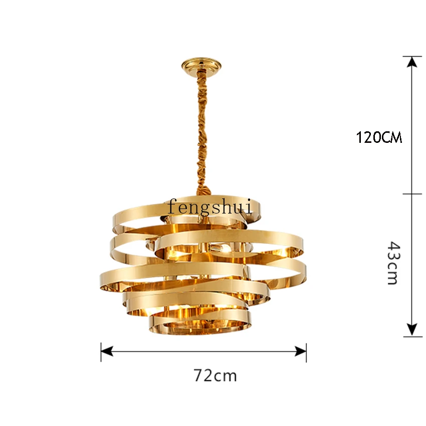 Nordic Stainless Steel Gold LED pendant lights lighting Circular Tornado Atmosphere pendant lamp luxury dining room hanging lamp - Цвет корпуса: Gold