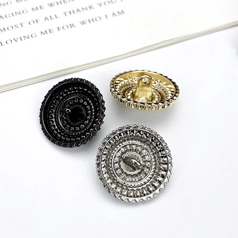 NEW 10Pcs 22MM All Black metal Rhinestone Buttons Shank Diamante  Accessories DIY for Wedding Decoration Sewing Clothing Buttons