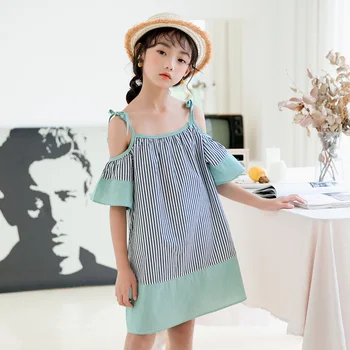 

2020 Summer New Sleeveless Girls Dresses Kids Casual Camisole Dresses for Teen Girls Fashion Baby Girls Stripe Dresses