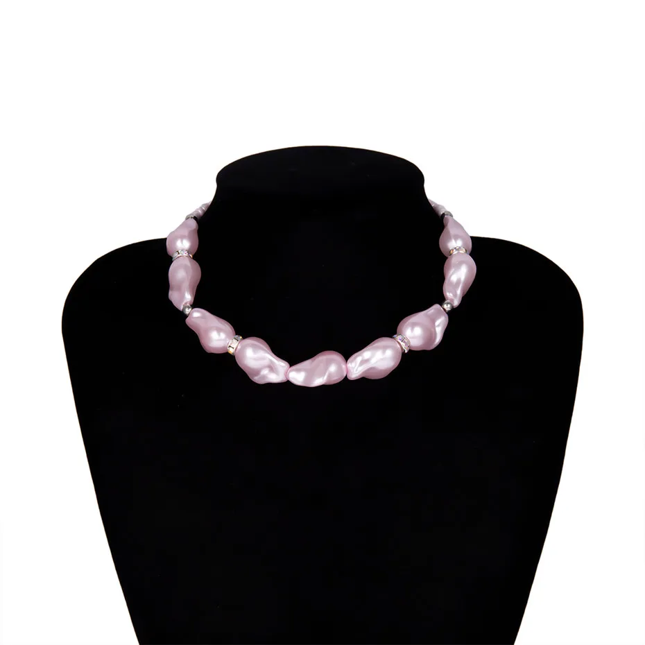 Pink Ingemark, новинка, модное корейское жемчужное ожерелье-чокер, воротник, массивное панк розовое ожерелье-цепочка из бисера для женщин, свадебные ювелирные изделия - Окраска металла: Pink