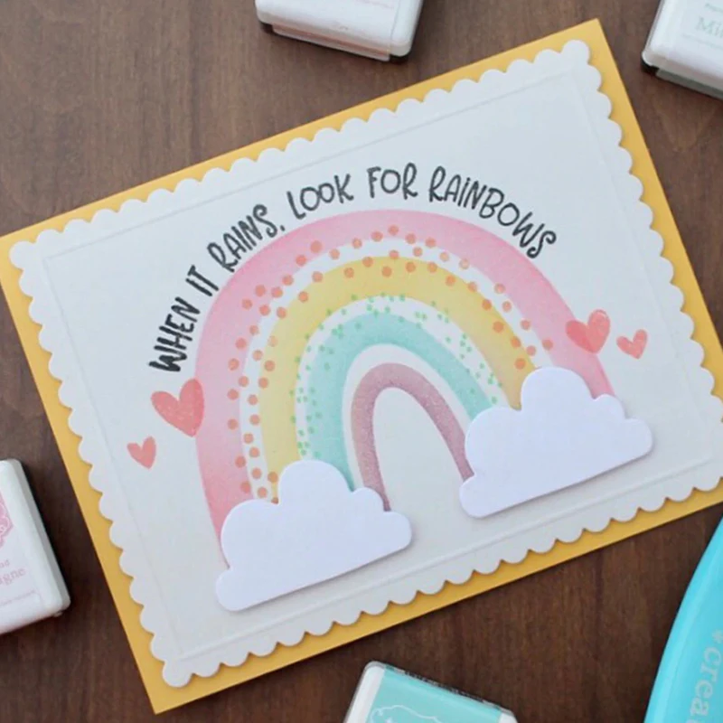 Funny Rainbow Cutting Dies Phrases Veins Clear Stamps Stencils For DIY Scrapbooking Paper Card Making Crafts