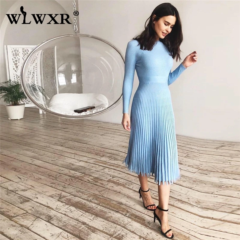 Женское облегающее платье WLWXR Повседневное трикотажное трапециевидной формы в