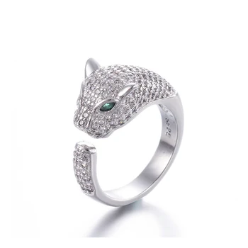 

Wholesale Fine Jewelry Factory S925 Leopard head Rings Accessories Jewel Adjustable Ring Fashion Jewelry Valentine