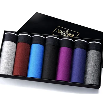 

7 PCS Cheap Modal Men Underwear Brand Men Shorts Boxer Sexy Cueca Boxer Breathable Solid Color Male Underpants