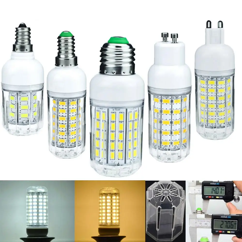 G9 E27 GU10 5730SMD светодиодный кукурузная лампа 9 Вт 12 18 25 светильник белый