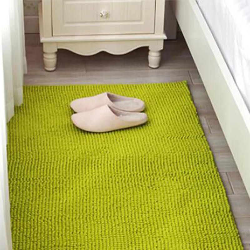 Short-Haired Chenille Doormat Rug Water Absorption Carpet Kitchen Bathroom Carpet Floor Mat for Living Room Anti Slip Bath Mat