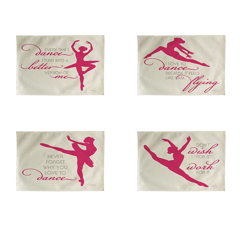 Color Ballet Dancer Bottle Kitchen Placemat Coaster Dining Table Mats Cotton Linen Pad Bowl Cup Mat 42*32cm Home Decor CD323 | Дом и сад