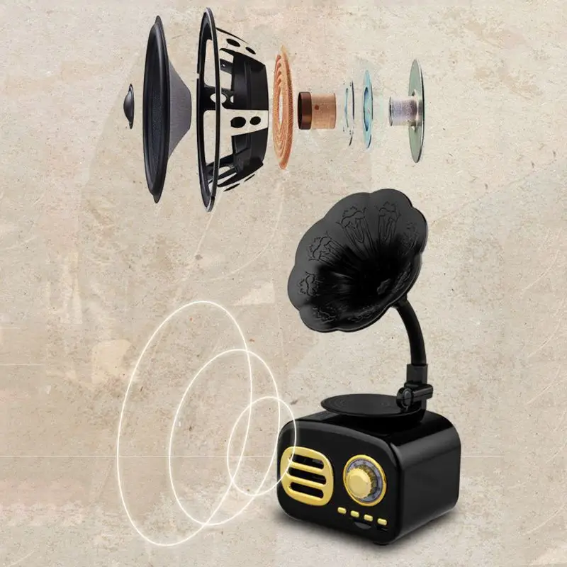 Фонограф мини Bluetooth динамик беспроводной громкий динамик сабвуфер TF fm-радио