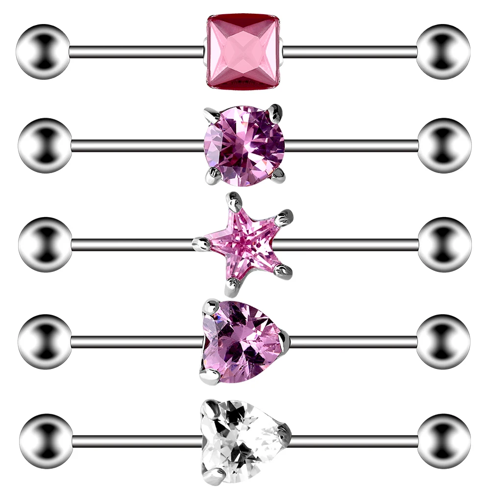 Piercing Jewelry Surgical Steel Steel Industrial Piercing Barbell heart Ear Cartilage Earring Tragus Pircing Ear Bar Women Men Punk Body Jewelry