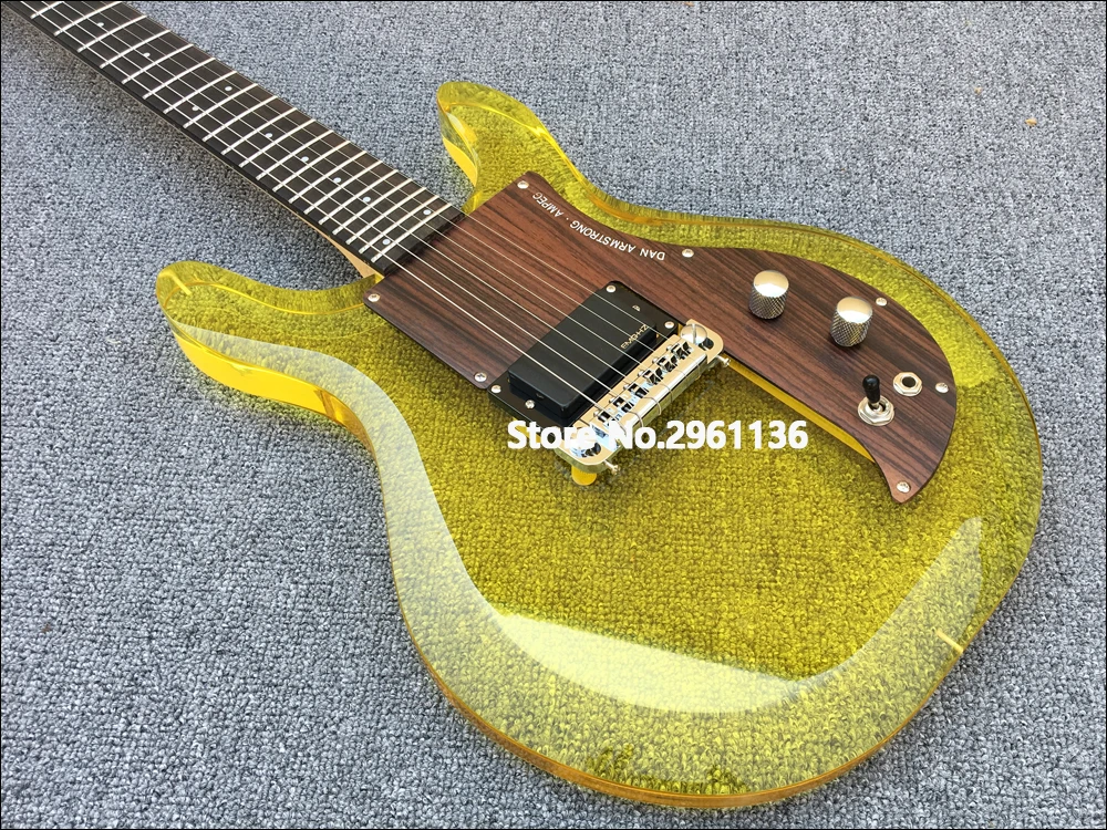 Tanie Wysokiej jakości niestandardowe gitara, Dan Armstrong akrylowa polimerowa gitara elektryczna, 24 progi akrylowe polimerowe gitara, darmowa wysyłka