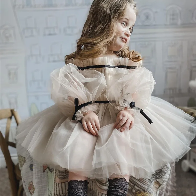 Flower Girl Spanish Dress Children Wedding Dresses For Teen Girls Boutique  Elegant Ball Gowns Kids Tulle Bubble Sleeves Vestidos - AliExpress 1501