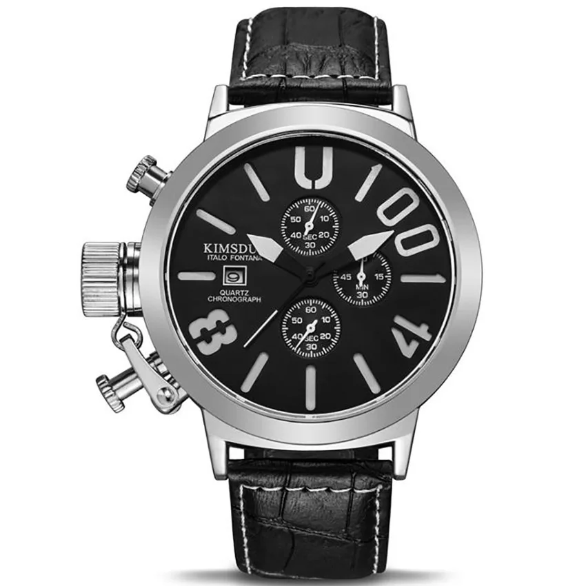 

Large Dial Belt Men's Watch Three Eyes Six Hands Multifunctional Sports Waterproof Watch Wrist watch Relogio Masculino Christmas