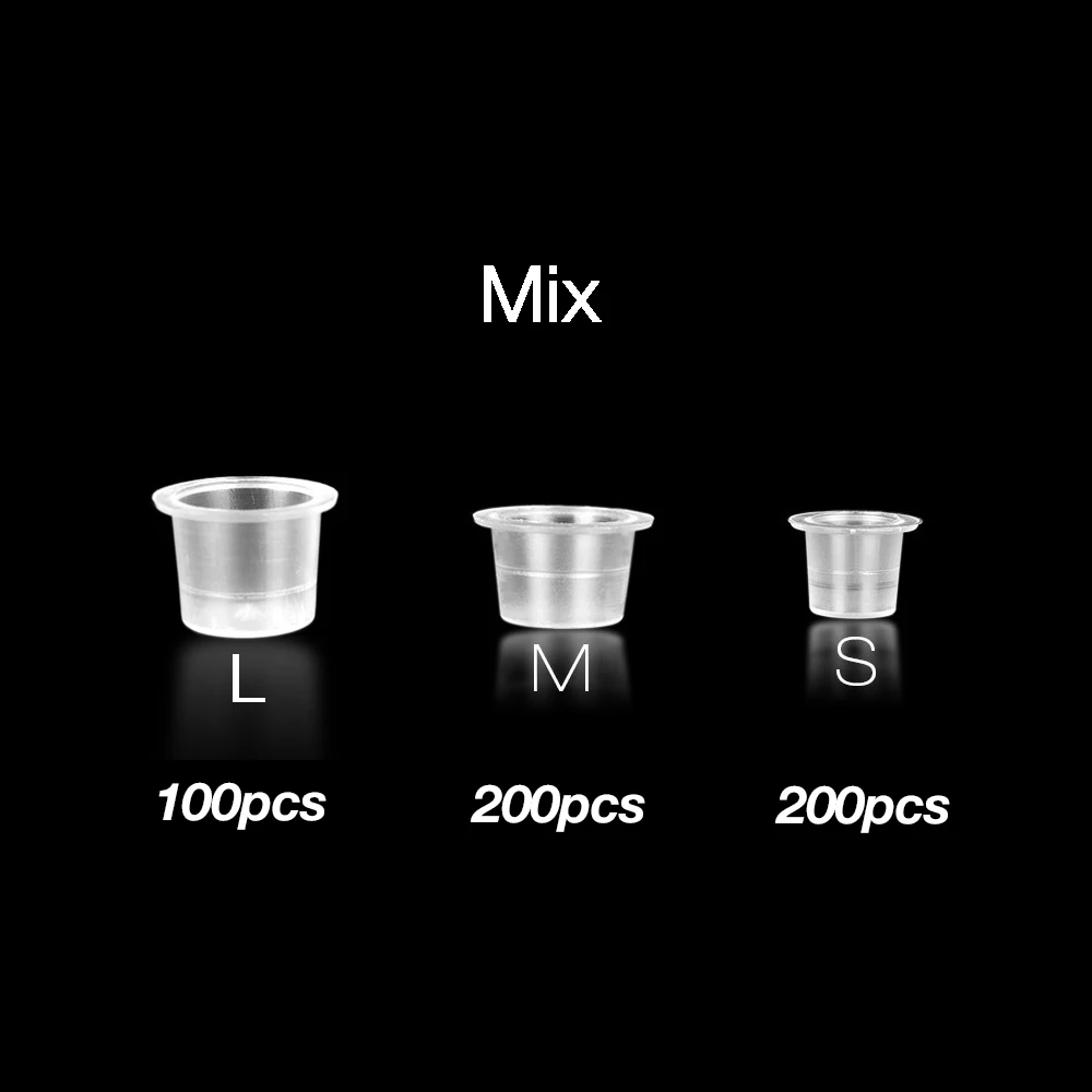 Смешанные 500 шт S/M/L Аксессуары для татуировок одноразовые пластиковые микроблейдинг чернила для татуировки колпачок пигмент прозрачный держатель Контейнер - Цвет: Mix