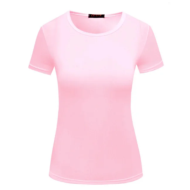 Простая женская футболка с коротким рукавом, хлопок, полиэстер, повседневная забавная белая футболка, подарок для леди, Йонг, топ, футболка, Прямая поставка - Цвет: pink