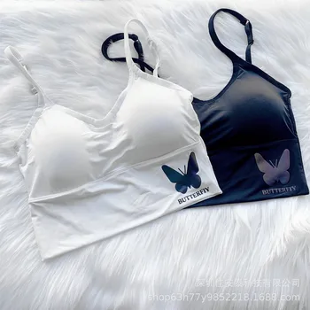 

Viscose Kaka Shiny Side Reflective Butterfly Solid Seemless Beauty Back Bra-Free Steel Ring Underwear Students Small Bust Explic