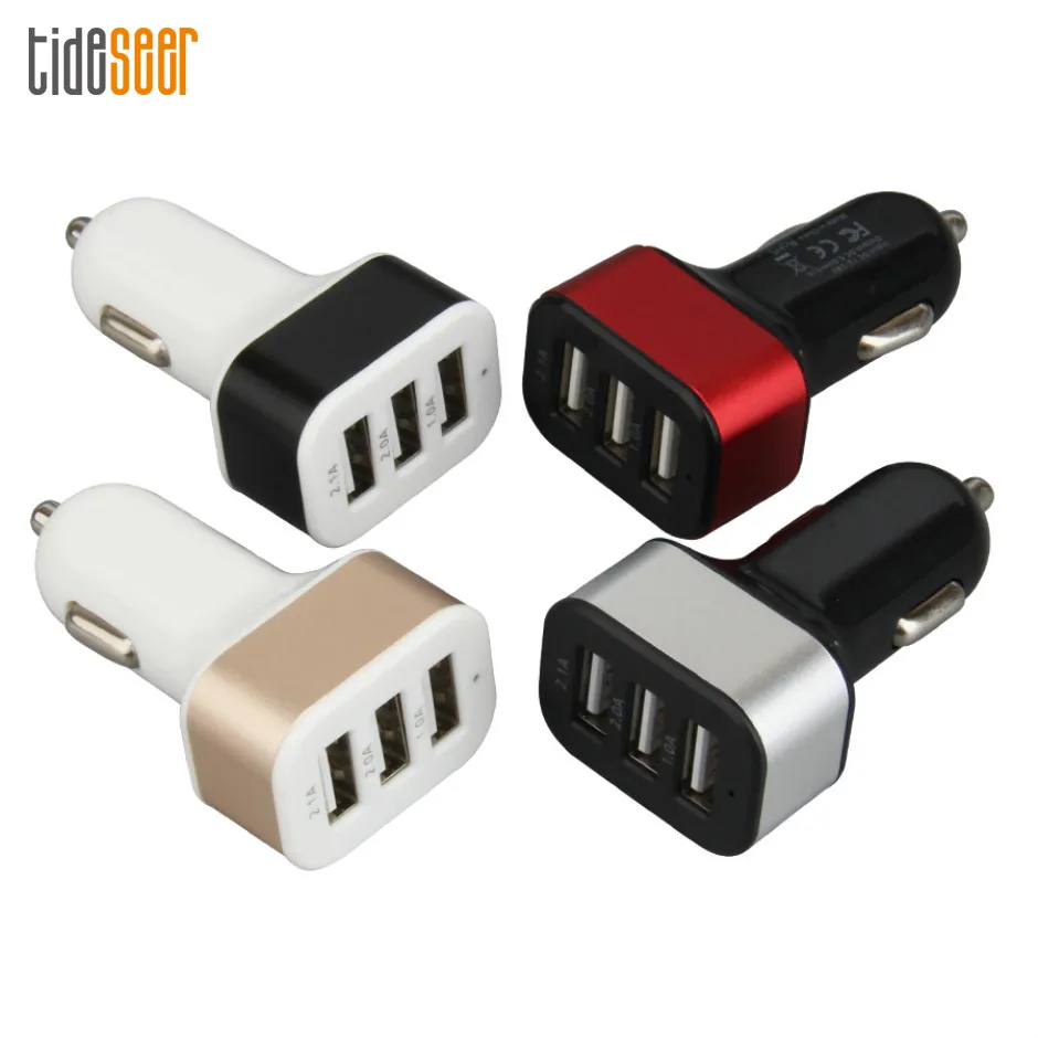 US $1.958.13 Universal Triple USB Car Charger 3 Port CarCharger Adapter Socket 2A 21A 1A Car Styling Usb Chargers For Mobile Phone 2000pcs