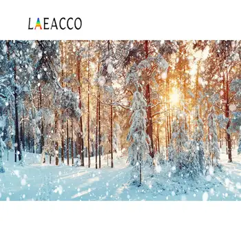 

Laeacco Winter Forest Backdrops Snowflake Tree Sunshine Portrait Scenic Photo Backgrounds Photography Photocall Photo Studio