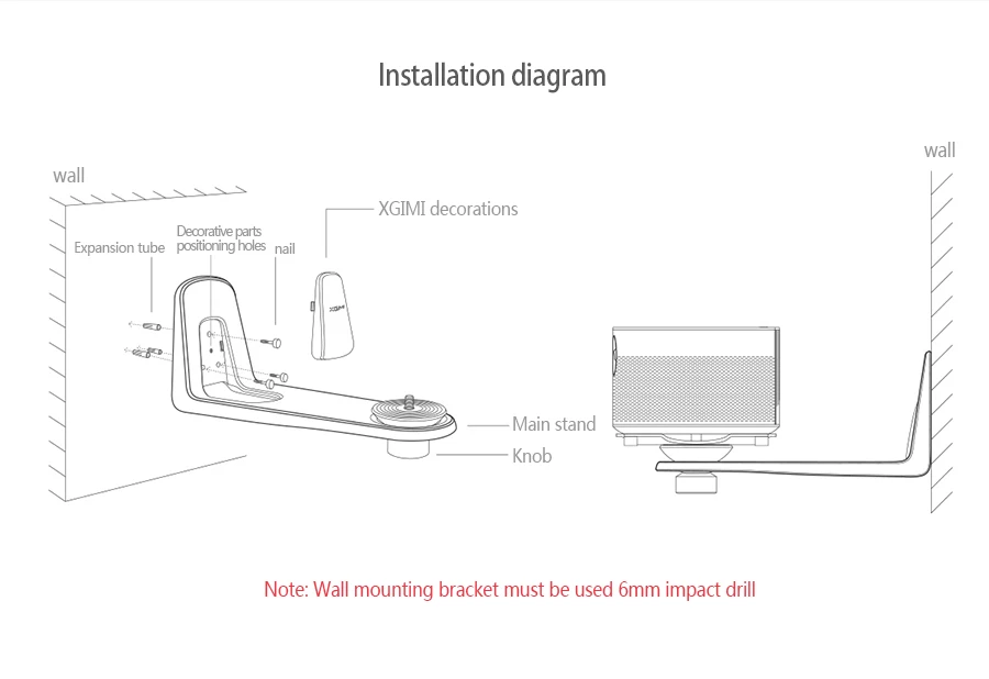 XGIMI аксессуары для проектора x-настенный Кронштейн регулируемый угол для XGIMI H3/Z4 Aurora/XGIMI H2/H1S/Z6 проектор