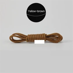 Premium Waxed Cotton Waterproof Round Shoelaces - 120cm (Yellow brown)