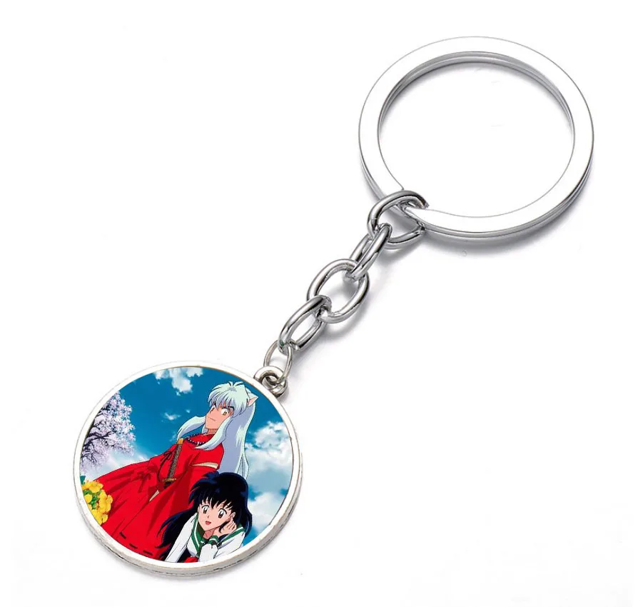 

Обувь для косплея; Аниме брелок для ключей Inuyasha стеклянный купол для ключа женская сумка на цепочке ожерелье с подвеской в виде бронзовый цвет серебристый, черный брелок держатель для детей, для девочек и мальчиков подарок