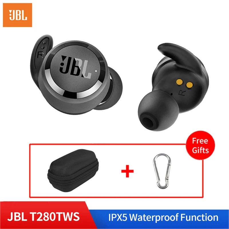 Comprar Auriculares deportivos JBL T280 TWS inalámbricos Bluetooth 5,0 auriculares IPX5 a prueba de agua estéreo música dinámica auriculares con caja de carga y micrófono
