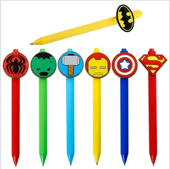 

Captain America Batman superman candy color frosted 0.5 mm black gel pen Creative Learning stationery ball-point pen for kids