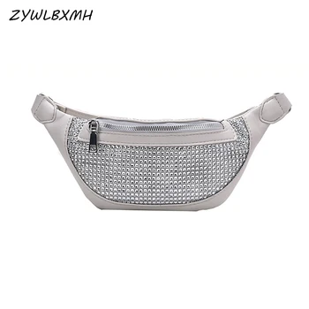 

ZYWLBXMH Diamond Waist Packs Solid Color Waist Bag Banana Bag Women's Chest Bag Waterproof PU Leather Belt Bag Fanny Pack sac