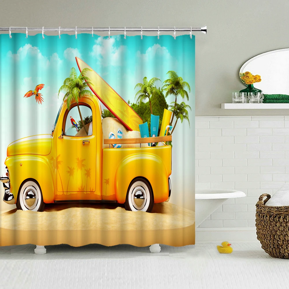 

Ocean Seas Beach Scenery Shower Curtains 3d Printing Bathroom Curtains Waterproof Polyester Cloth Decoration 180*240cm Curtain