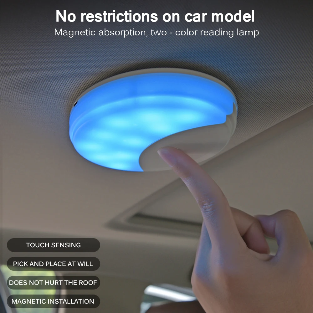 

LED Car Interior Reading Light Auto Charging Roof Magnet Auto Day Light Trunk Dome Vehicle Indoor Ceiling Lamp Two Light Modes