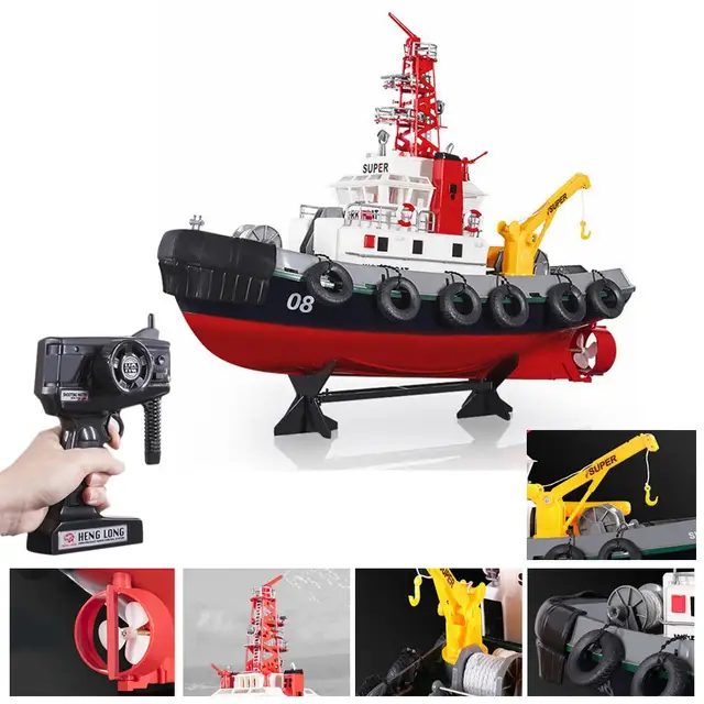 Henglong 3810 RC Rowing Boat Fire Fighting Rescue Radio Control Boat with Water Cooling System RTR 5