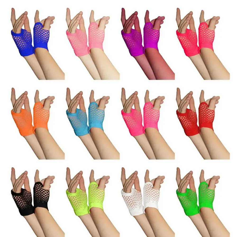 cable futuro Volverse Guantes sin dedos para mujer y niña, de malla corta, estilo años 80, de  rejilla, para fiesta de noche, n. ° 4S05 - AliExpress