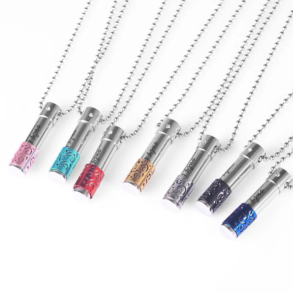Fashion Stainless Steel Cylinder Memorial Screw Opens Urn Pendant Necklace Cremation Jewelry for Ashes (Only Love) cremation urn