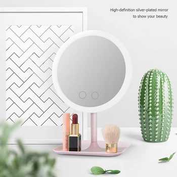

Desktop Makeup Mirror with LED Lamp Rechargeable Dressing Cosmetic Vanity Mirror Easy Use Simple Beauty Make Up Tool