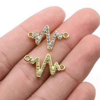 

10pcs Ecg Connector Pendant Charms DIY Jewelry Making Jewelry Finding Gold Color 23x12mm