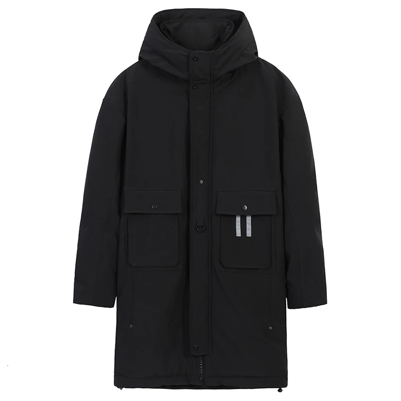 Пионерский лагерь новая стеганая куртка для мужчин зимняя парка длинная одежда с капюшоном с двумя карманами пальто для мужчин AMF903501 - Цвет: Черный