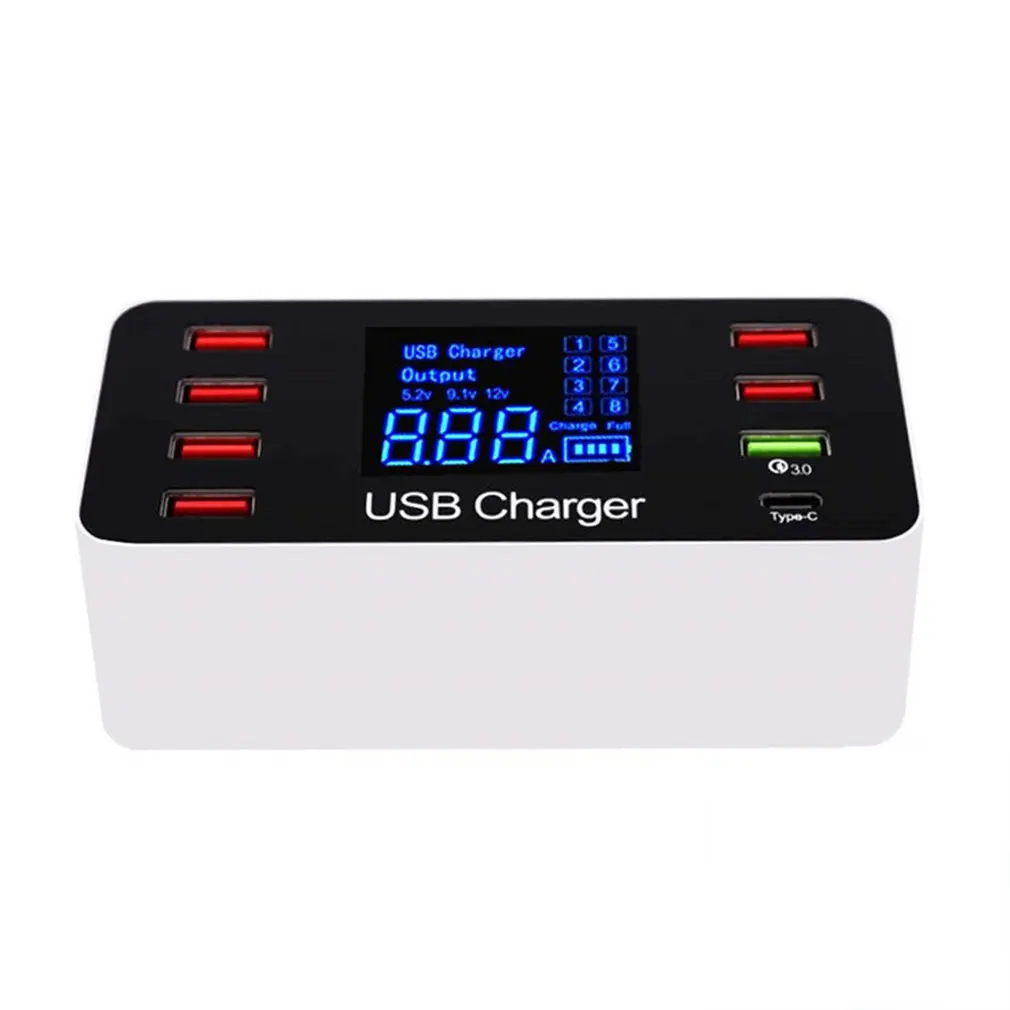 8 портов мульти быстрое Usb зарядное устройство Быстрая зарядка несколько Usb зарядная станция для телефона универсальное usb-хаб зарядное устройство Qc 3,0 светодиодный дисплей