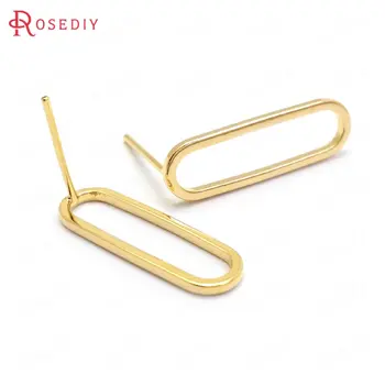 

6PCS 6x20MM 7x25MM 24K Gold Color Brass with 925 Sterling Silver Pins Long Oval Shape Stud Earrings Pins Jewelry Making Supplies