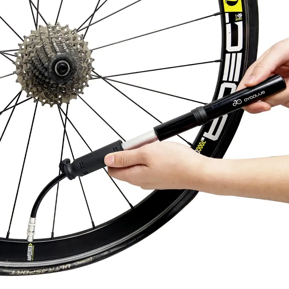 

CYCPLUS Mini Portable Bicycle Pump Cycling Air Pump Ball MTB Tire Inflator 110 psi Schrader Presta Valve MTB Mountain Bike Pump