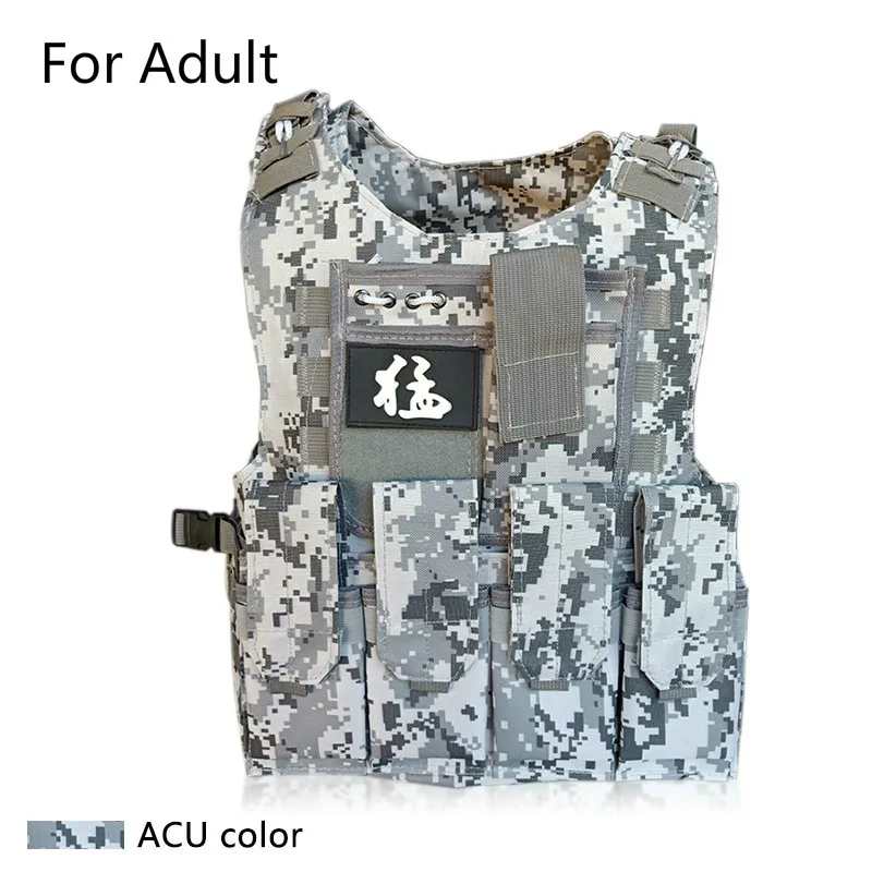 Камуфляж, охотничий Многофункциональный жилет, детский военный тактический жилет, военная игра, тело, Молл, броня, охотничий джунгли, уличное снаряжение - Цвет: Adult ACU