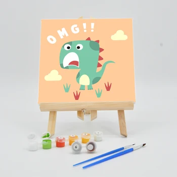 

Oil Paintings By Numbers On Canvas 20×20cm Kits For Children Cartoon Dinosaur Pictures DIY Digital Paint Acrylic Arts Kids Color