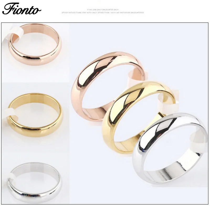 FIONTO Пара Мода к сожалению розовое золото для женщин мужчин полированное кольцо