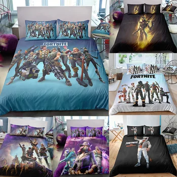

Fortnites Cartoon Bedding Set Quilt Cover Fortress Night Kid Bedroom Bed Printed Bed Cover Quilt 3 Piece Set Game Quilt Cover