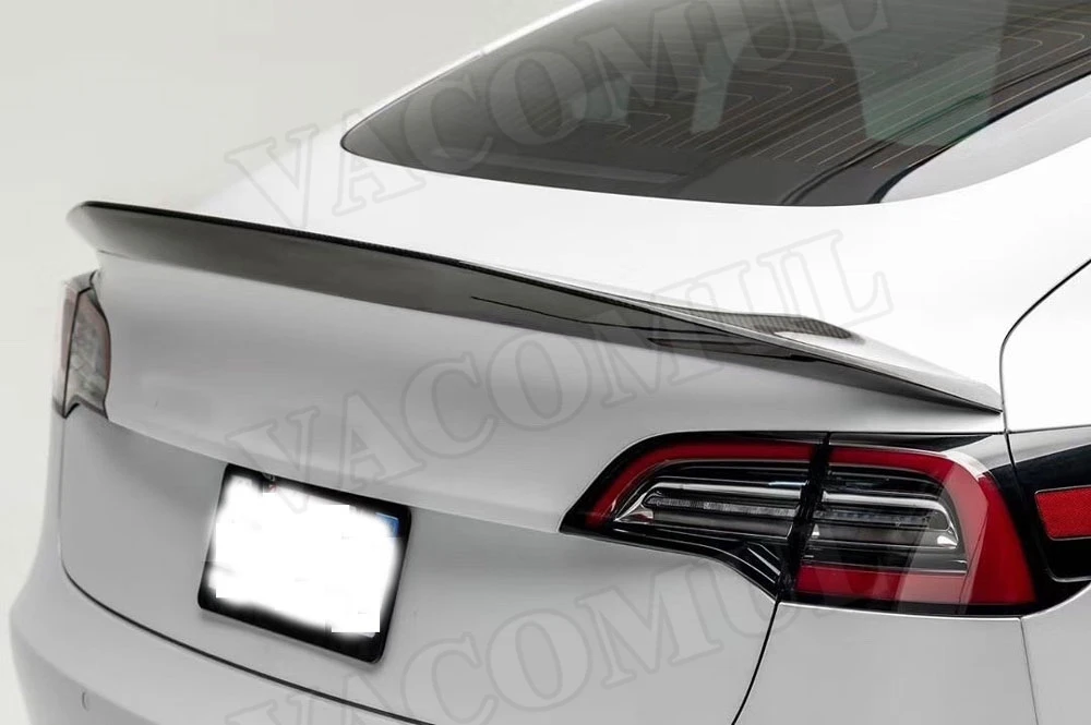 Задний спойлер из углеродного волокна для Tesla, модель 3, спойлер- в, стильная накладка багажника, наклейка для автомобиля