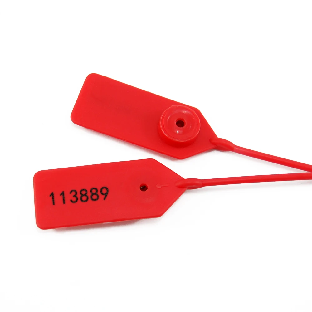 100pcs/Lot Plastic Security Tamper Proof Seals Pull Tite Cable Ties One-Time-Use Locks Numberd Tag 340mm Red