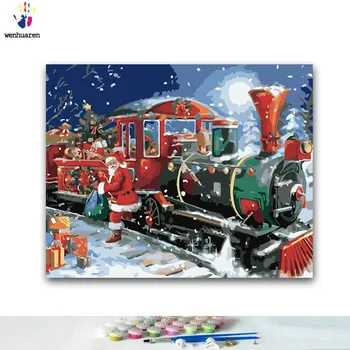 

DIY Coloring paint by numbers Santa Claus in the snow paintings by numbers with kits 40x50 framed