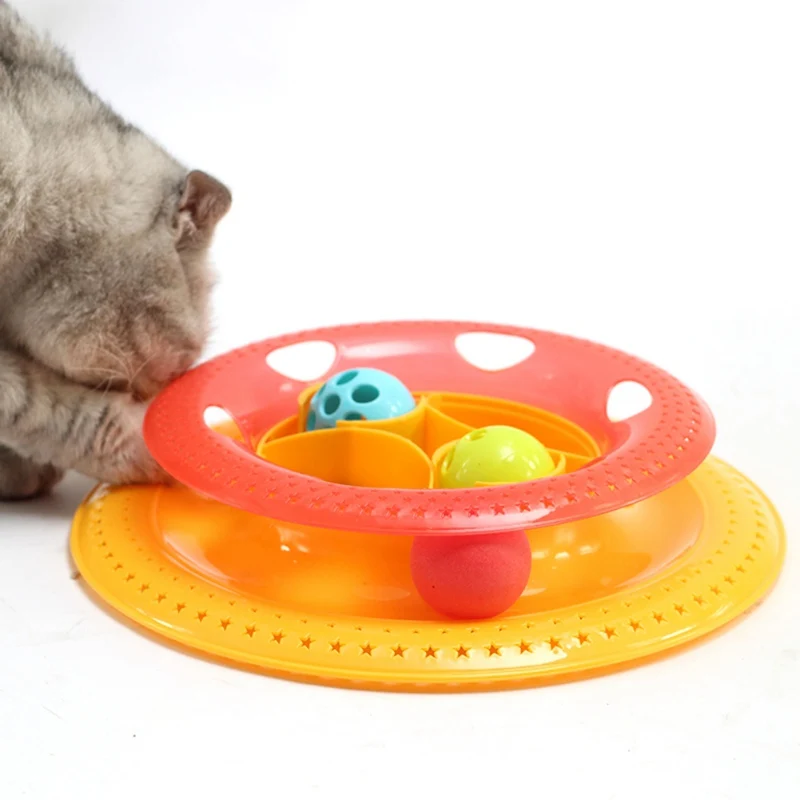 Pet Cat Toy Interactive Turntable Pet Toy Training Amusement Plate Crazy Ball Disk Originality Funny Cat Feeders