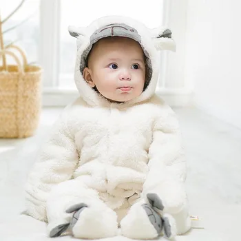

Baby Thickened One-Piece Dress, Long-Sleeved Foot Warm Lamb Style Shape Jumpsuit Autumn And Winter