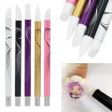 5 шт, металлическая акриловая ручка, дизайн ногтей, силиконовая ручка для рисования головы, кисть для дизайна ногтей